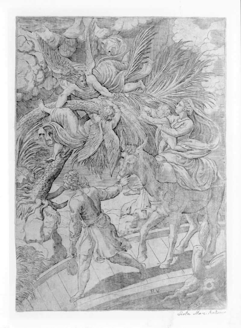 Bonasone G. (1544 circa), Fuga in Egitto - da Raffaello Sanzio